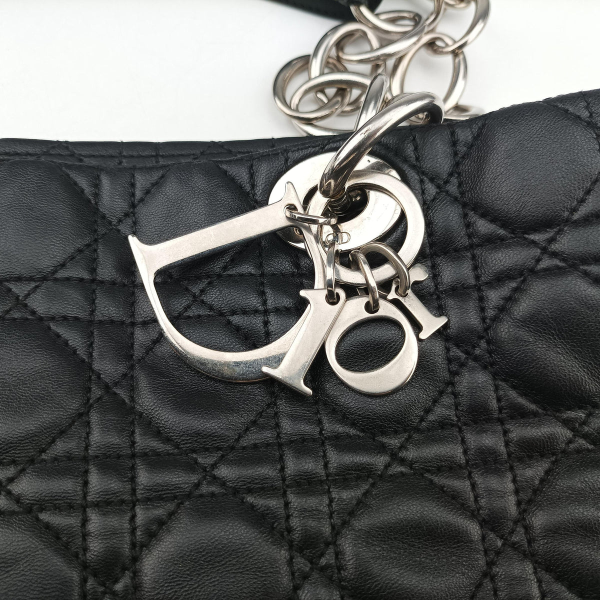 Pre-owned Christian Dior Cannage Dior Soft Shopping Black lambskin  shoulderbag | stylenewstar