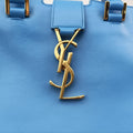 Pre-owned Yves Saint Laurent BABY CABAS Blue Leather 400914 shoulderbag | stylenewstar