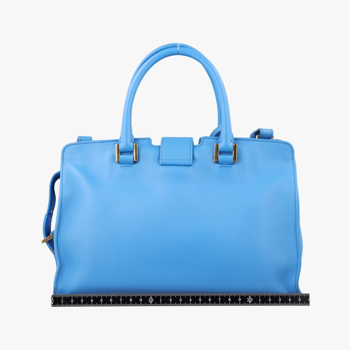 Pre-owned Yves Saint Laurent BABY CABAS Blue Leather 400914 shoulderbag | stylenewstar