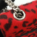 Monogram Leopard Print Baby Punk Chain Red×Black Pony hair x Leather 401648 CLD401648.0715モノグラム レオパードプリント ベビーパンクチェーン レッド×ブラック ハラコ×レザー 401648 CLD401648.0715