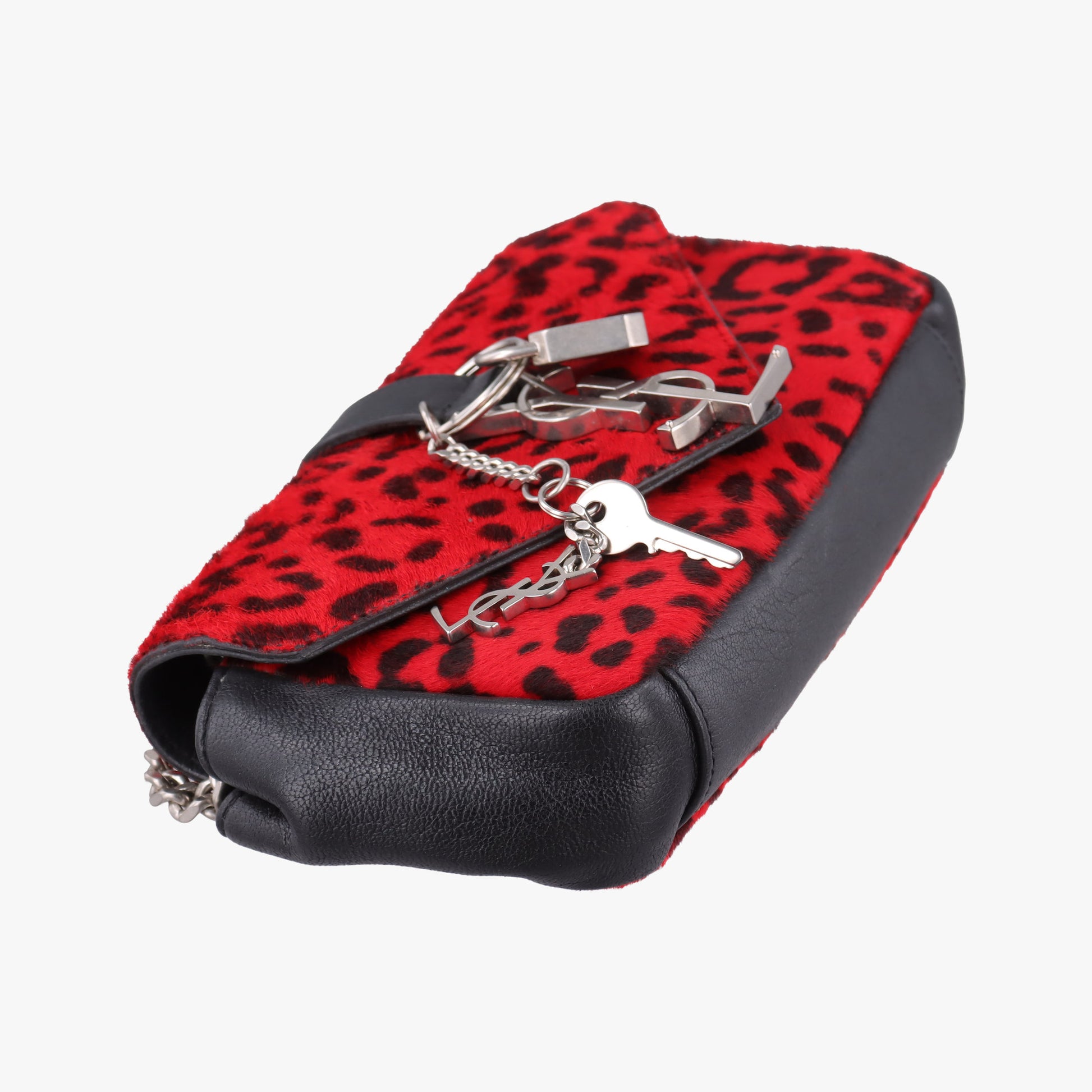 Monogram Leopard Print Baby Punk Chain Red×Black Pony hair x Leather 401648 CLD401648.0715モノグラム レオパードプリント ベビーパンクチェーン レッド×ブラック ハラコ×レザー 401648 CLD401648.0715