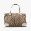 Sukey White×Beige canvas×leather 285730 F013262896スーキー ホワイト×ベージュ キャンバス×レザー 285730 F013262896