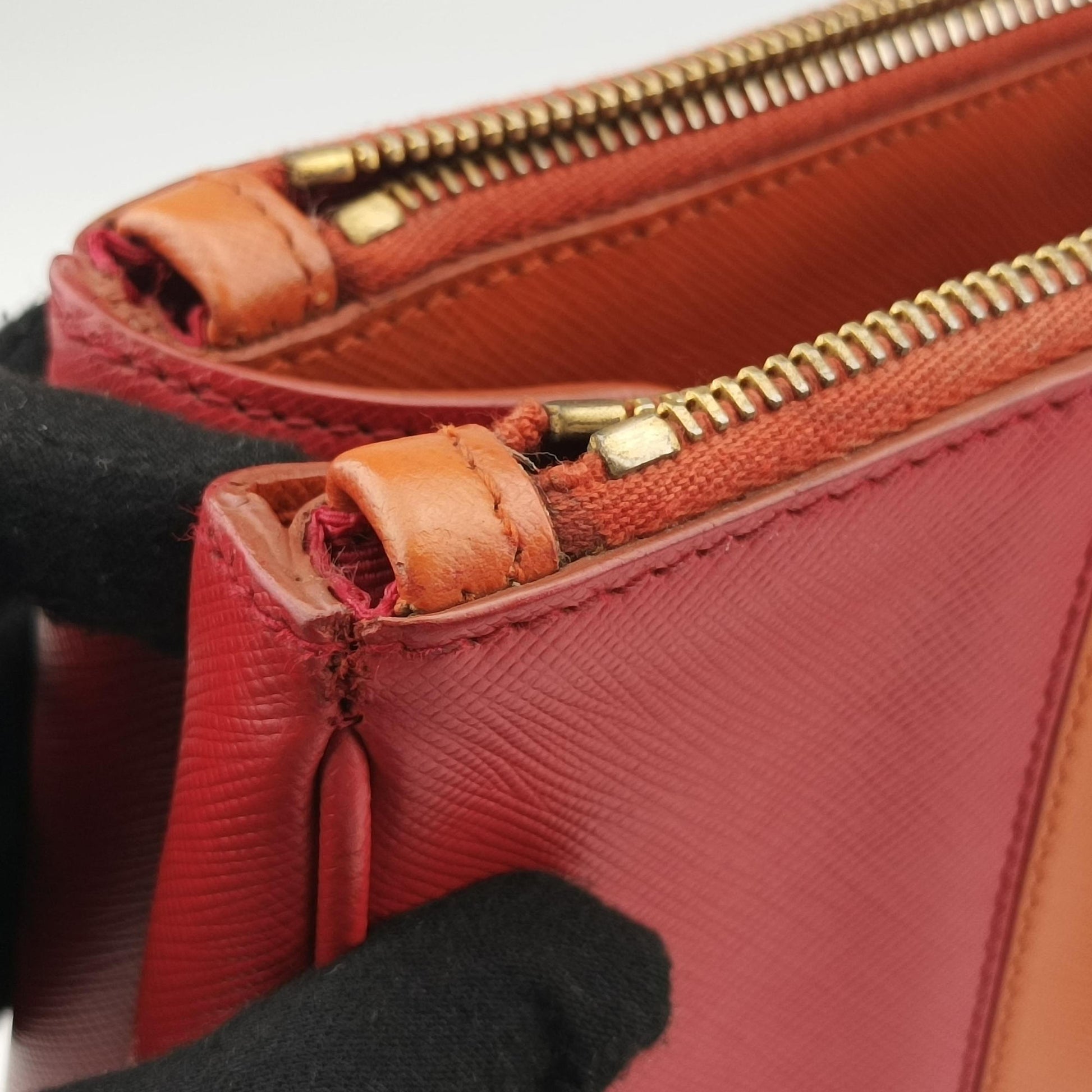 Galleria Orange×red SAFFIANO Leather BN1844 31/Mガレリア オレンジ×レッド サフィアーノレザー BN1844 31/M