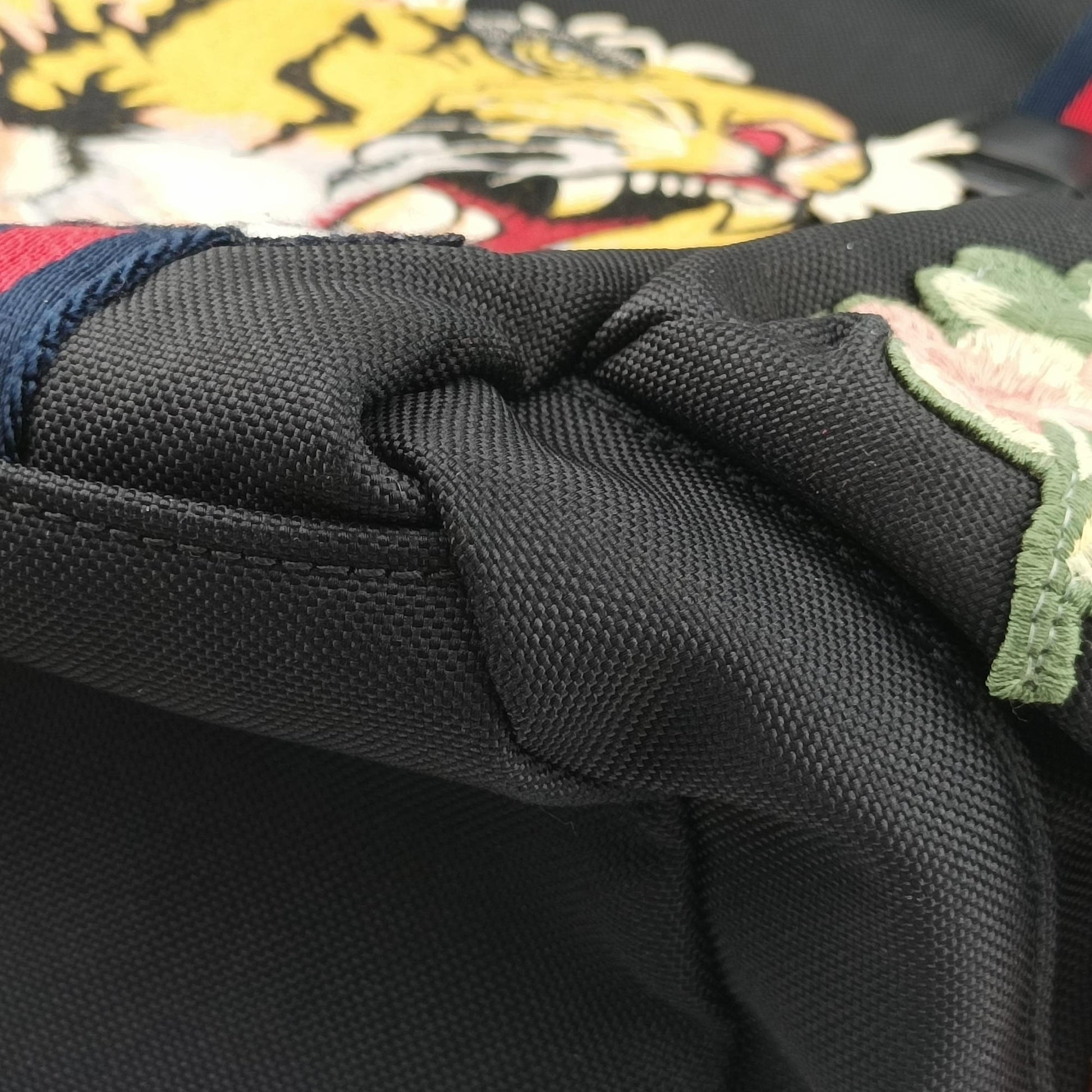 Embroidered Tiger Web Sherry Line Black×Multicolour canvas 429037 E022463164シェリーライン エンブロイダリータイガー ブラック×マルチカラー キャンバス 429037 E022463164