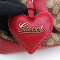 Valentine heart charm beige×red Canvas×Leather 309122 G013679720バレンタイン ハートチャーム ベージュ×レッド キャンバス×レザー 309122 G013679720