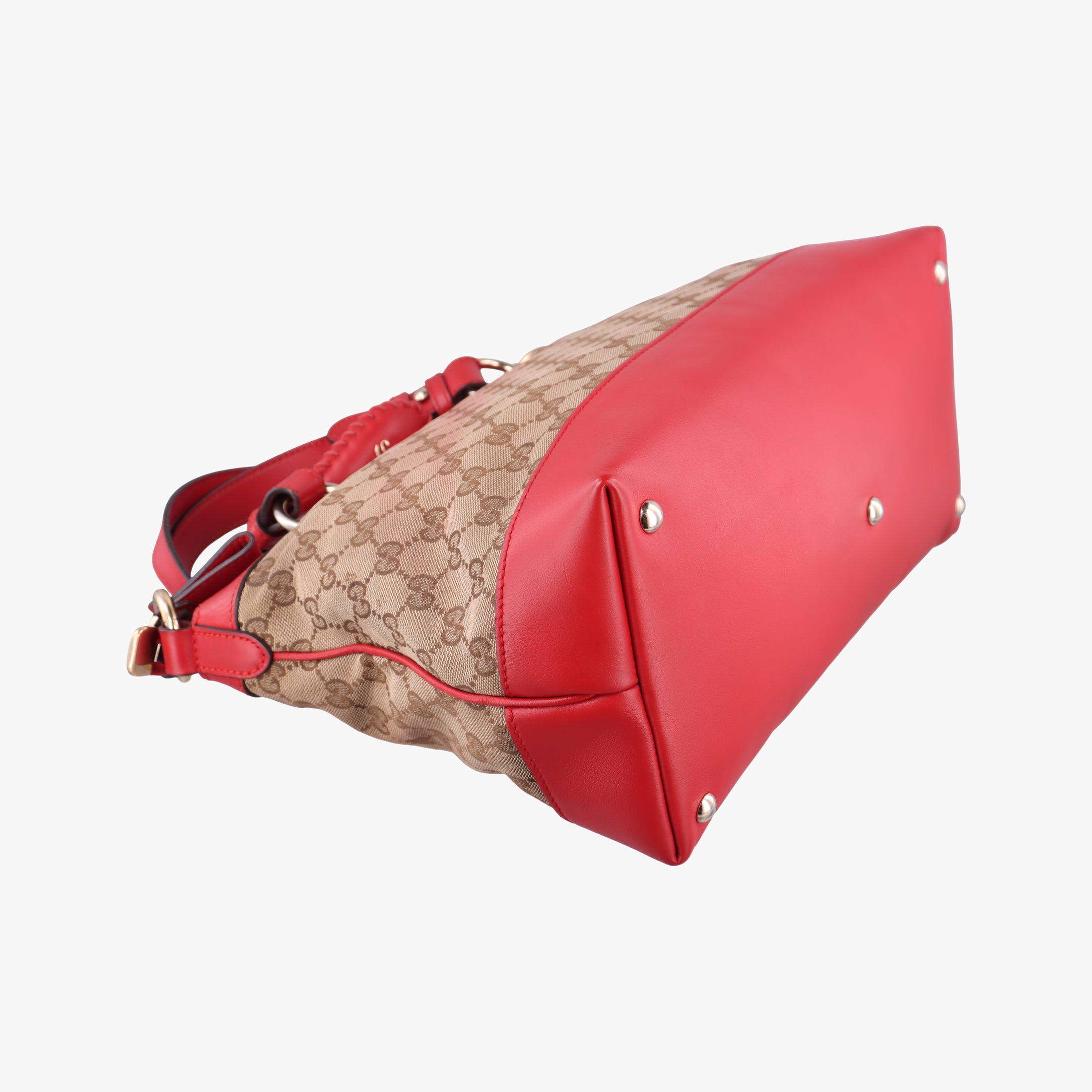 Valentine heart charm beige×red Canvas×Leather 309122 G013679720バレンタイン ハートチャーム ベージュ×レッド キャンバス×レザー 309122 G013679720