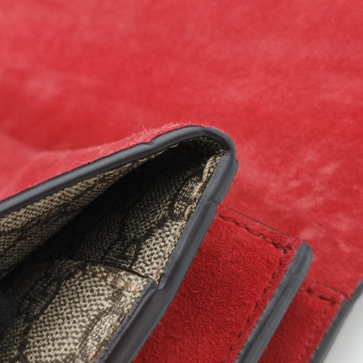 Pre-owned Gucci Dionysus beige×red PVC coated canvas × suede 400249 shoulderbag | stylenewstar