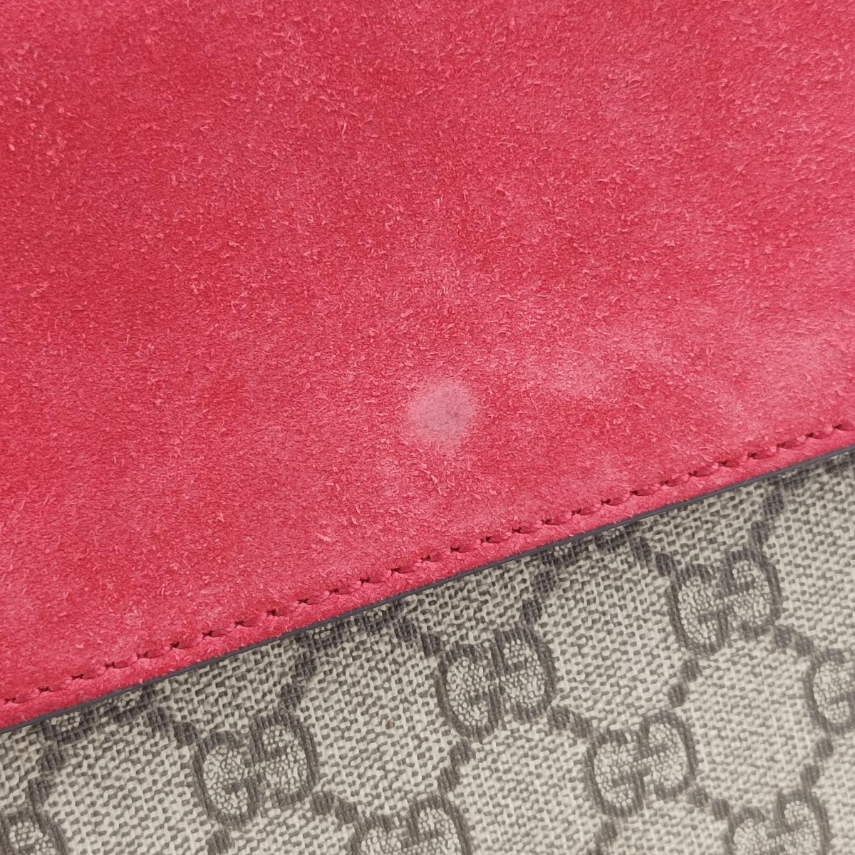 Pre-owned Gucci Dionysus beige×red PVC coated canvas × suede 400249 shoulderbag | stylenewstar