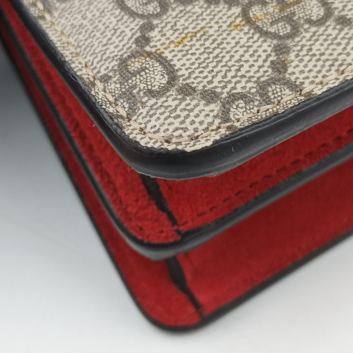 Pre-owned Gucci Dionysus beige×red PVC coated canvas × suede 400249 shoulderbag | stylenewstar