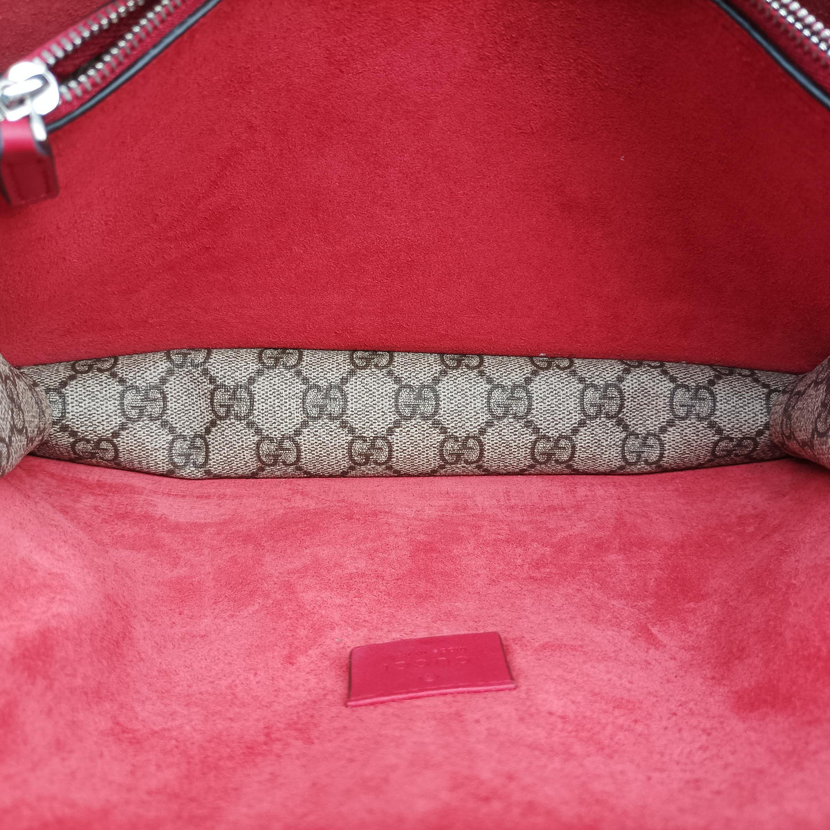 Pre-owned Gucci Dionysus beige×red PVC coated canvas × suede 400249 shoulderbag | stylenewstar
