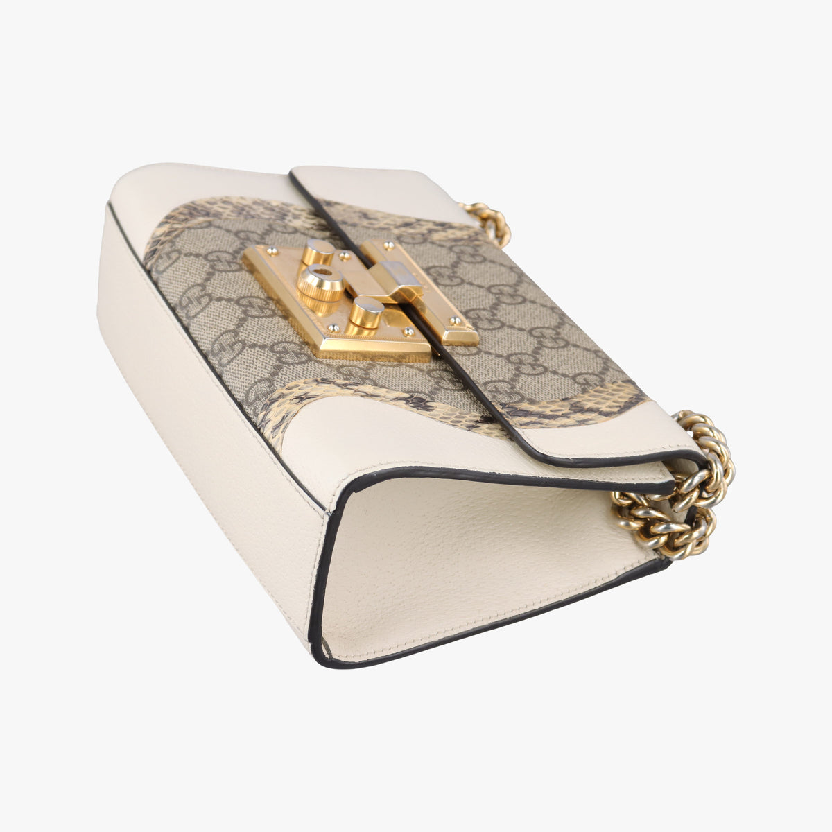 Pre-owned Gucci Padlock Beige×White×Multi Leather × Coated Canvas × Snakeskin 432182 shoulderbag | stylenewstar