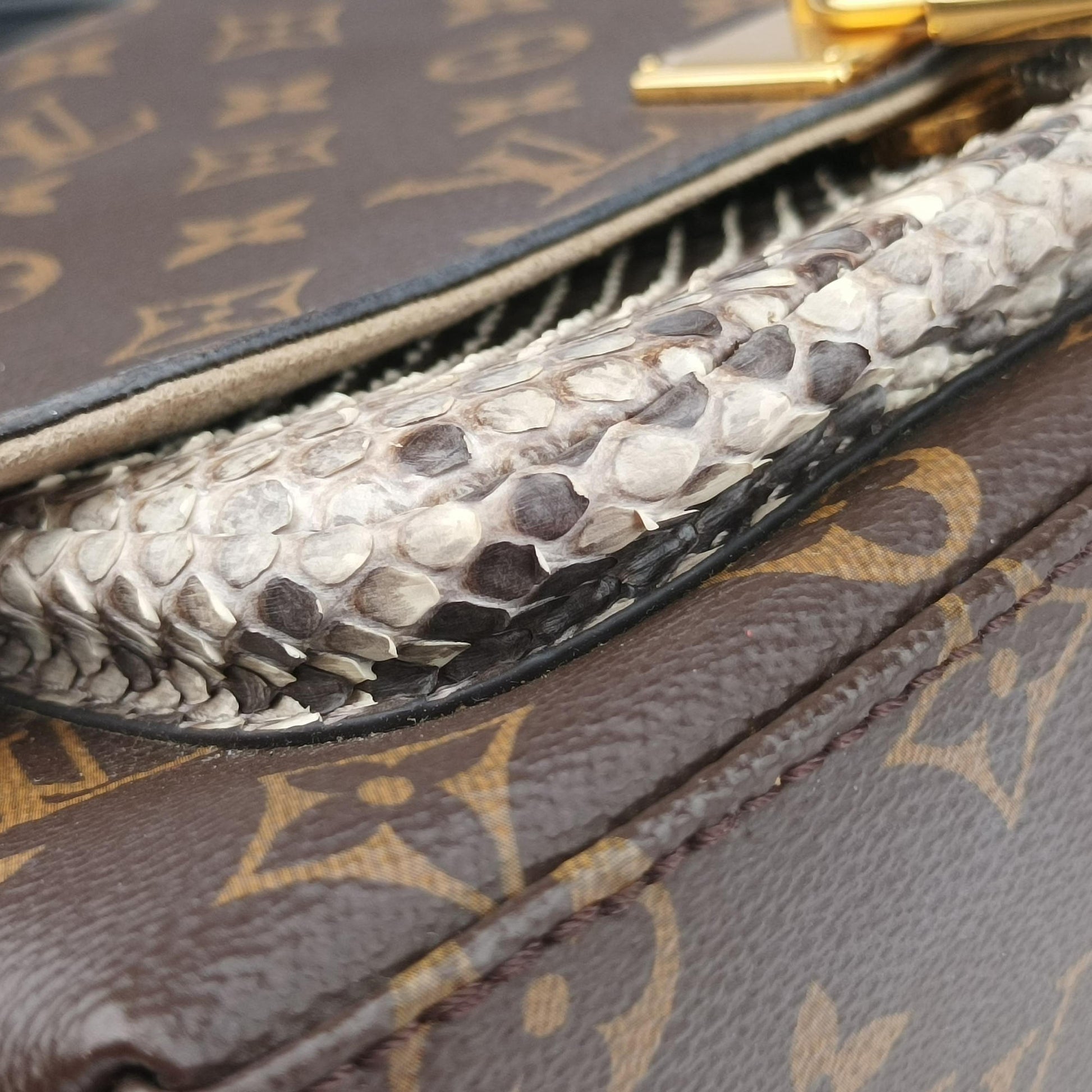 MARIGNAN brown×Gray×Black Monogram Canvas×calf leather×Snake skin N95750 FL1179マリニャン モノグラム/ブラウン×グレー×ブラック モノグラムキャンバス×カーフ×ヘビ レザー N95750 FL1179