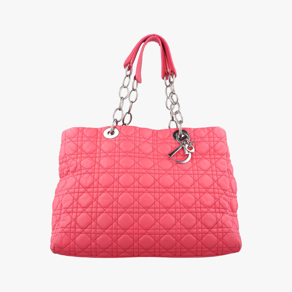 Pre-owned Christian Dior Cannage Dior Soft Shopping Pink lambskin  handbag | stylenewstar