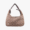 Horsebit print hobo Brown Canvas×Leather 211524 H3560355ホースビット プリント ホーボー ブラウン キャンバス×レザー 211524 H3560355
