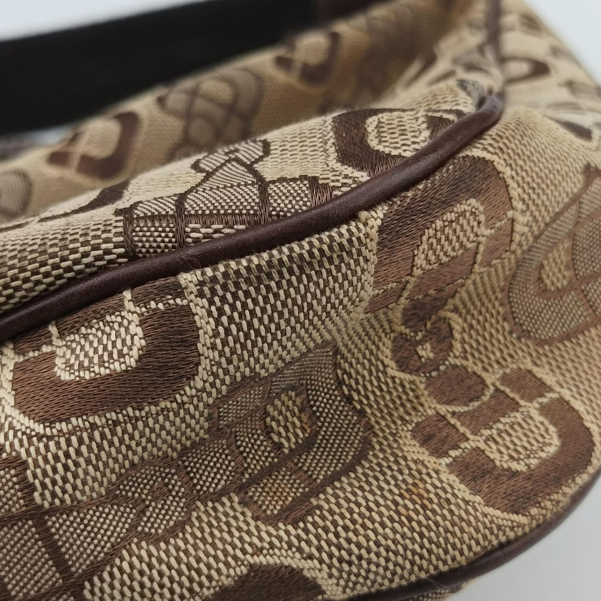 Horsebit print hobo Brown Canvas×Leather 211524 H3560355ホースビット プリント ホーボー ブラウン キャンバス×レザー 211524 H3560355