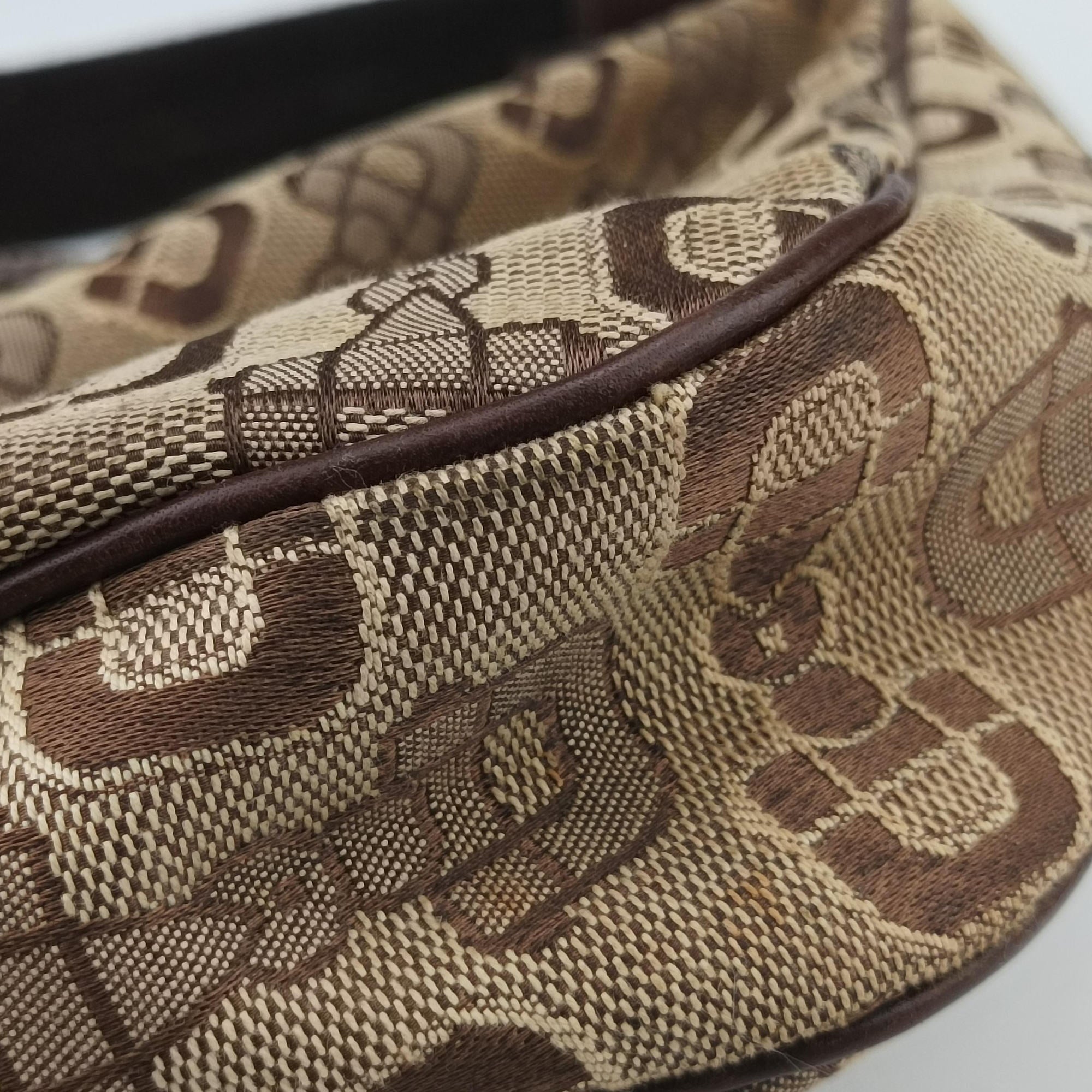 Horsebit print hobo Brown Canvas×Leather 211524 H3560355ホースビット プリント ホーボー ブラウン キャンバス×レザー 211524 H3560355