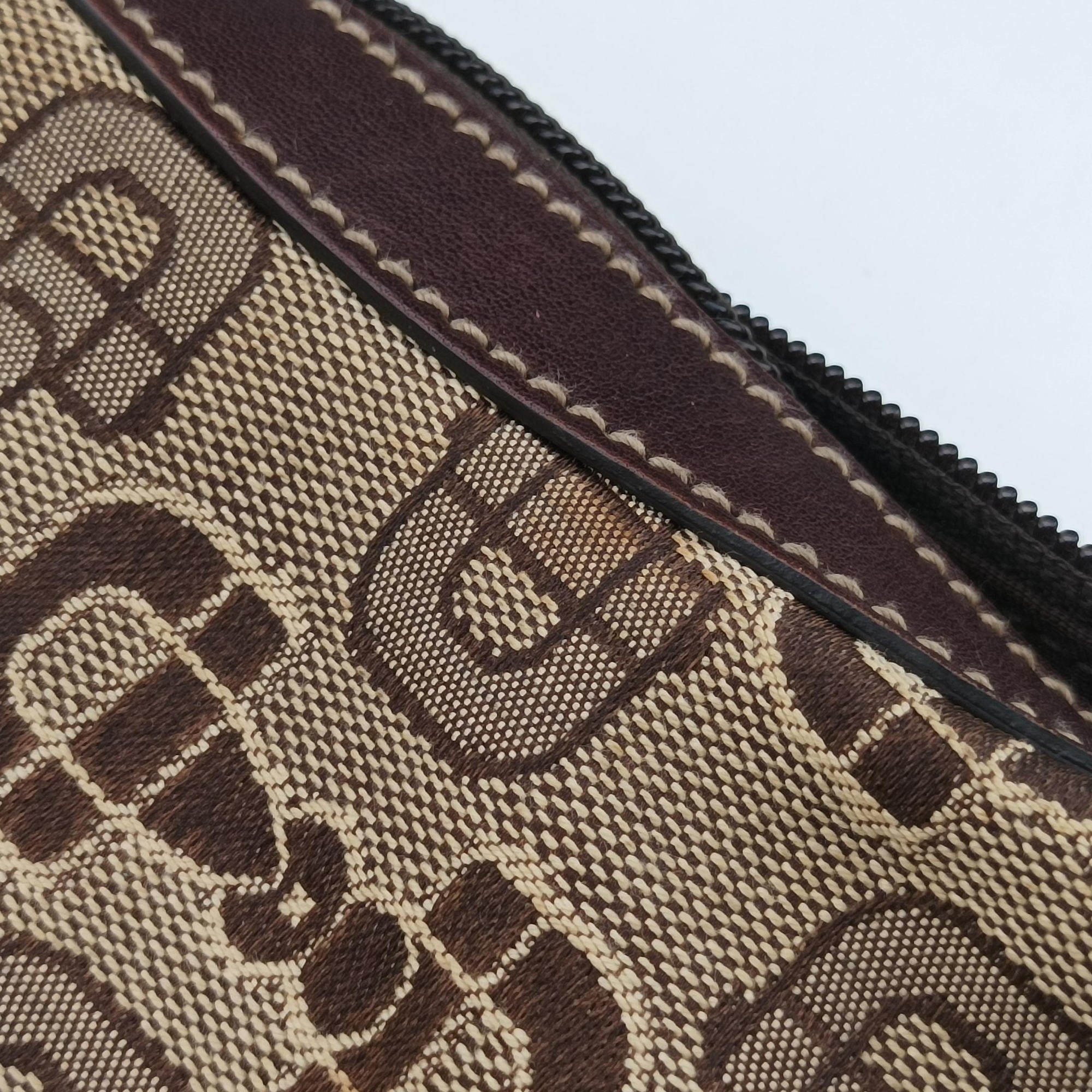 Horsebit print hobo Brown Canvas×Leather 211524 H3560355ホースビット プリント ホーボー ブラウン キャンバス×レザー 211524 H3560355