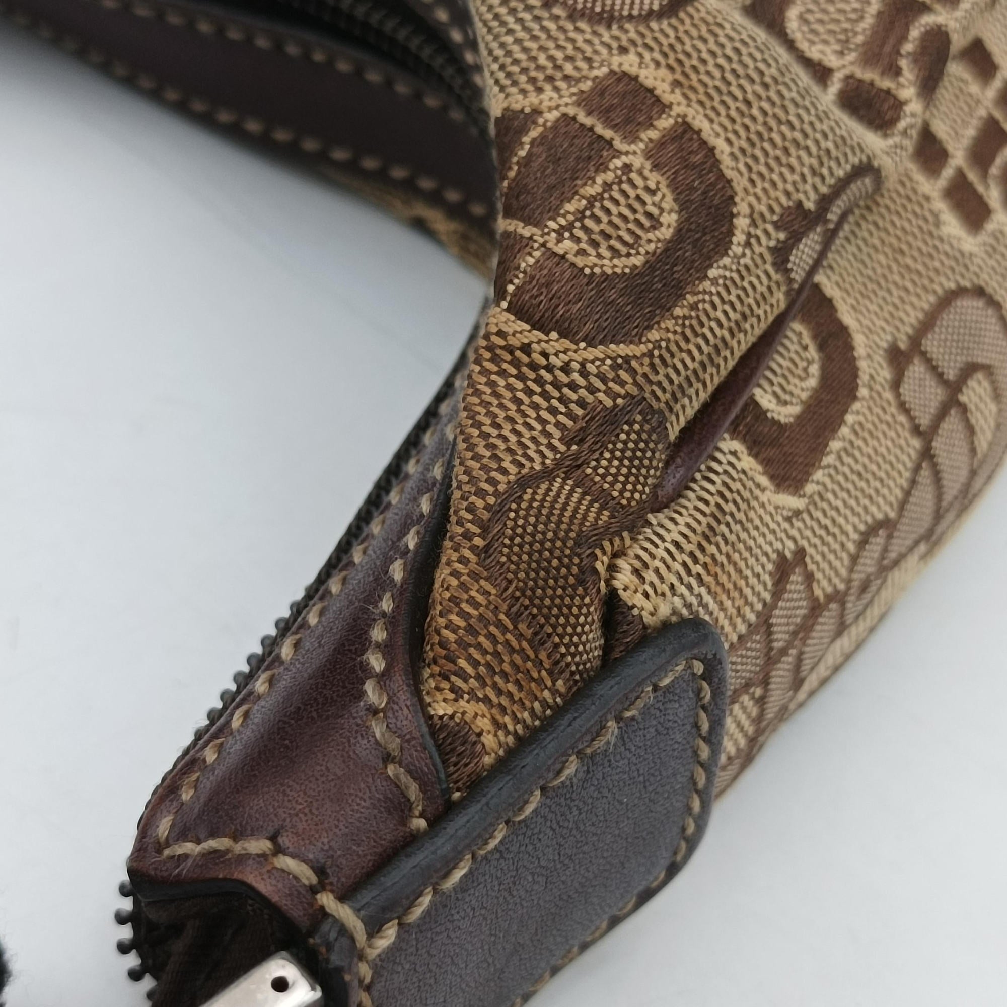 Horsebit print hobo Brown Canvas×Leather 211524 H3560355ホースビット プリント ホーボー ブラウン キャンバス×レザー 211524 H3560355