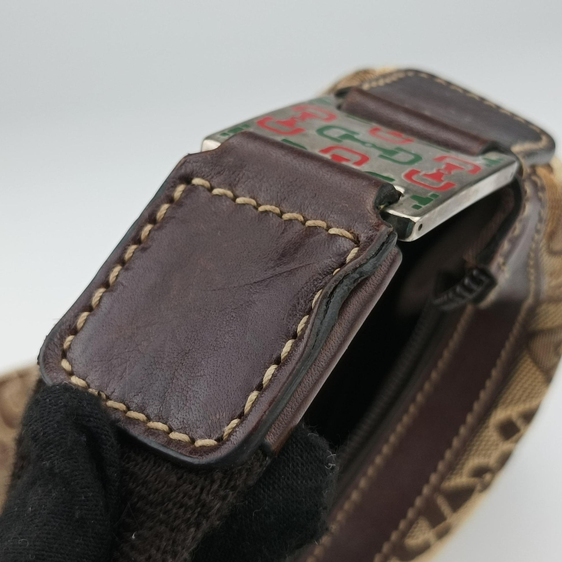 Horsebit print hobo Brown Canvas×Leather 211524 H3560355ホースビット プリント ホーボー ブラウン キャンバス×レザー 211524 H3560355