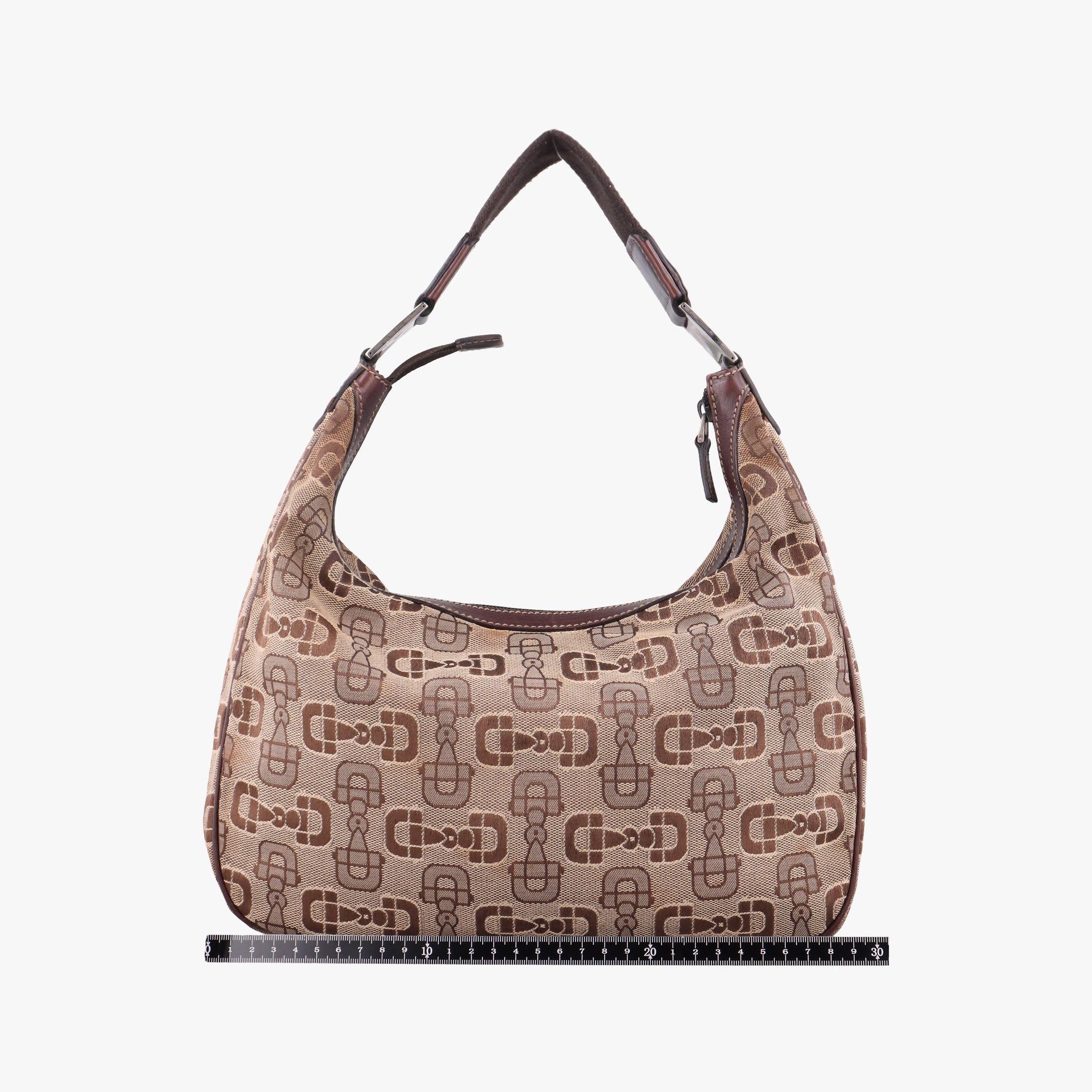 Horsebit print hobo Brown Canvas×Leather 211524 H3560355ホースビット プリント ホーボー ブラウン キャンバス×レザー 211524 H3560355