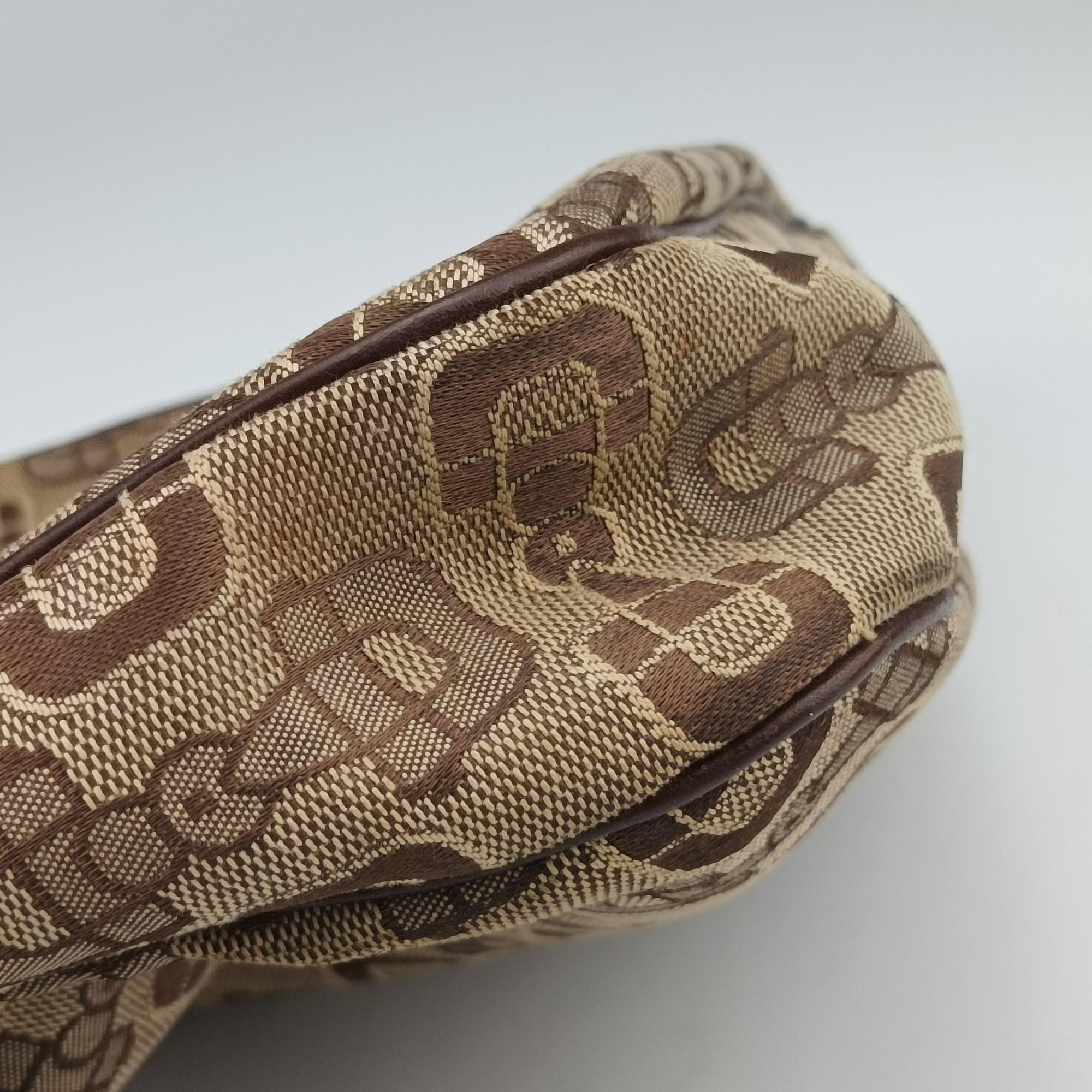 Horsebit print hobo Brown Canvas×Leather 211524 H3560355ホースビット プリント ホーボー ブラウン キャンバス×レザー 211524 H3560355