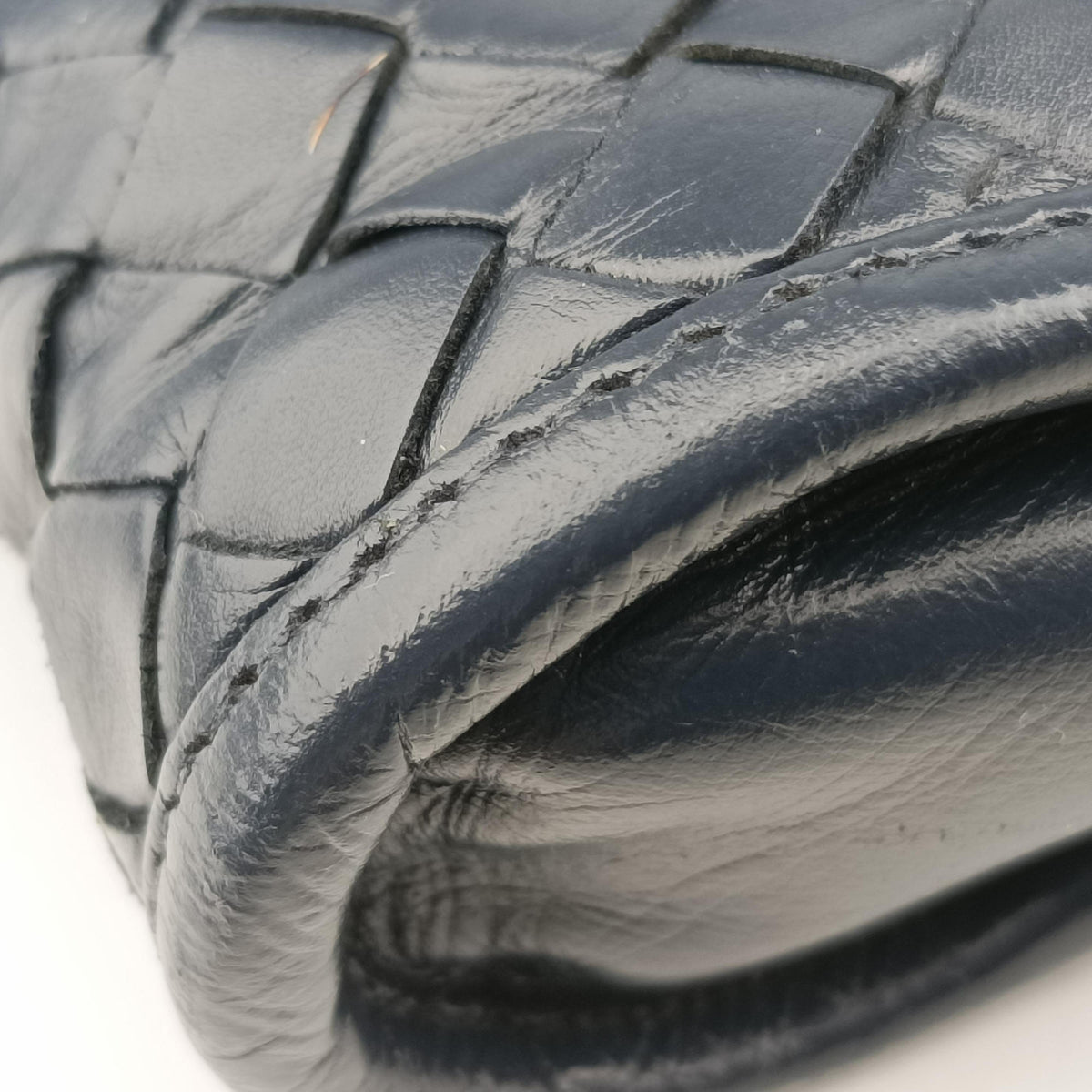 Secondhand Bottega Veneta Intrecciato Navy lambskin  handbag | stylenewstar