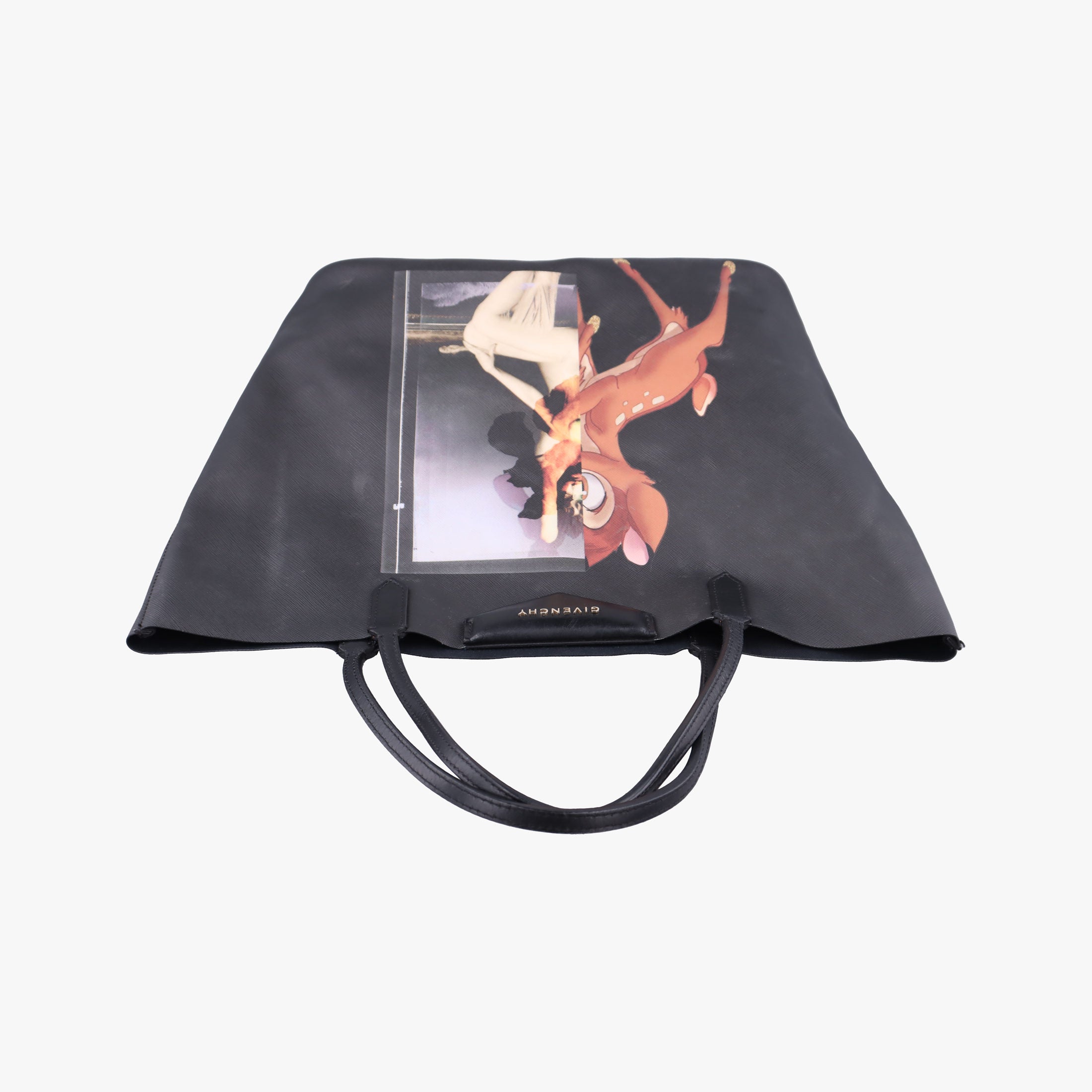 Bambi Print Antigona tote Black Leather 3C0174アンティゴナ バンビ プリント ショッピングトート ブラック レザー 3C0174