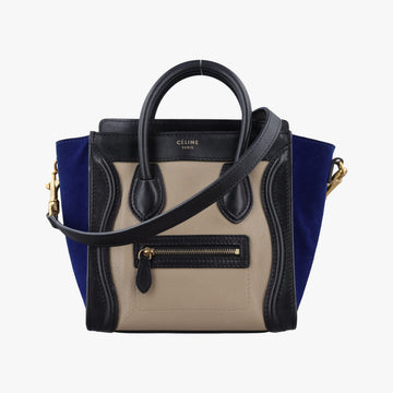Luggage Mini Shopper Beige×black×blue Suede × leather S-AT-1103 S-MM-1103ラゲージミニショッパー ベージュ×ブラック×ブルー スエード×レザー S-AT-1103 S-MM-1103