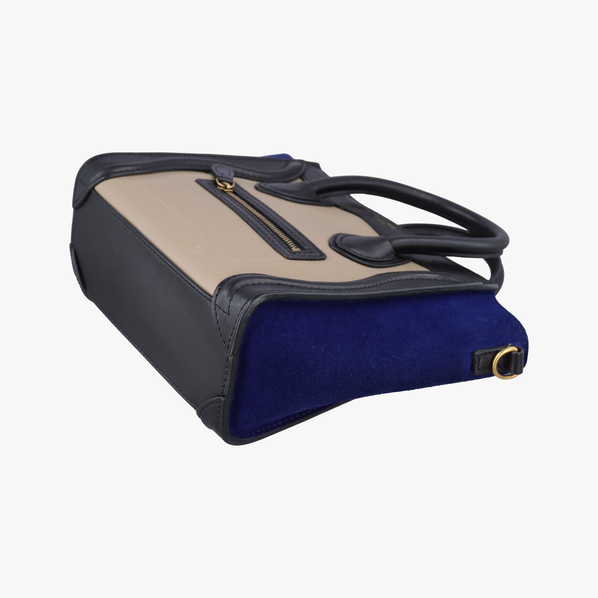 Luggage Mini Shopper Beige×black×blue Suede × leather S-AT-1103 S-MM-1103ラゲージミニショッパー ベージュ×ブラック×ブルー スエード×レザー S-AT-1103 S-MM-1103