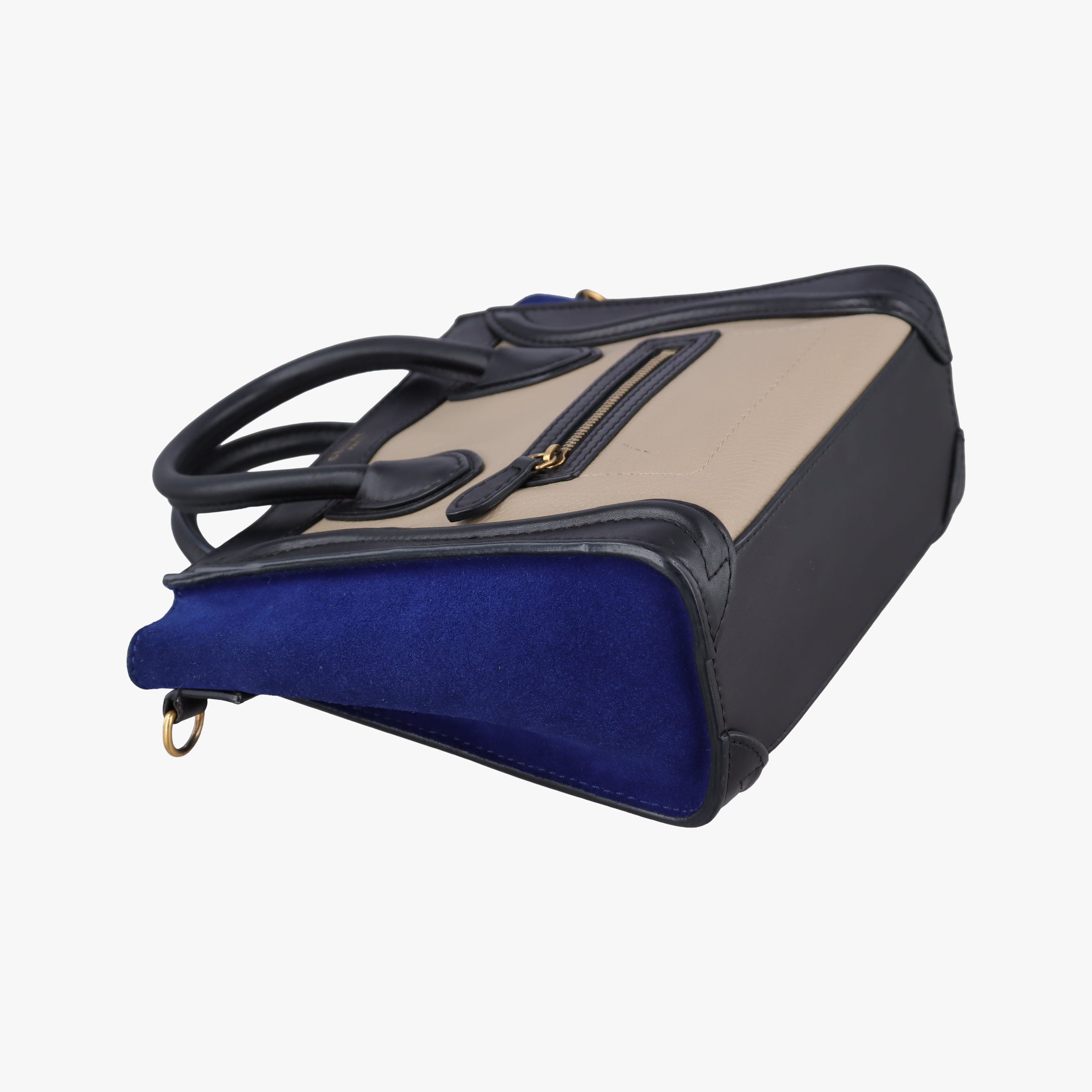 Luggage Mini Shopper Beige×black×blue Suede × leather S-AT-1103 S-MM-1103ラゲージミニショッパー ベージュ×ブラック×ブルー スエード×レザー S-AT-1103 S-MM-1103