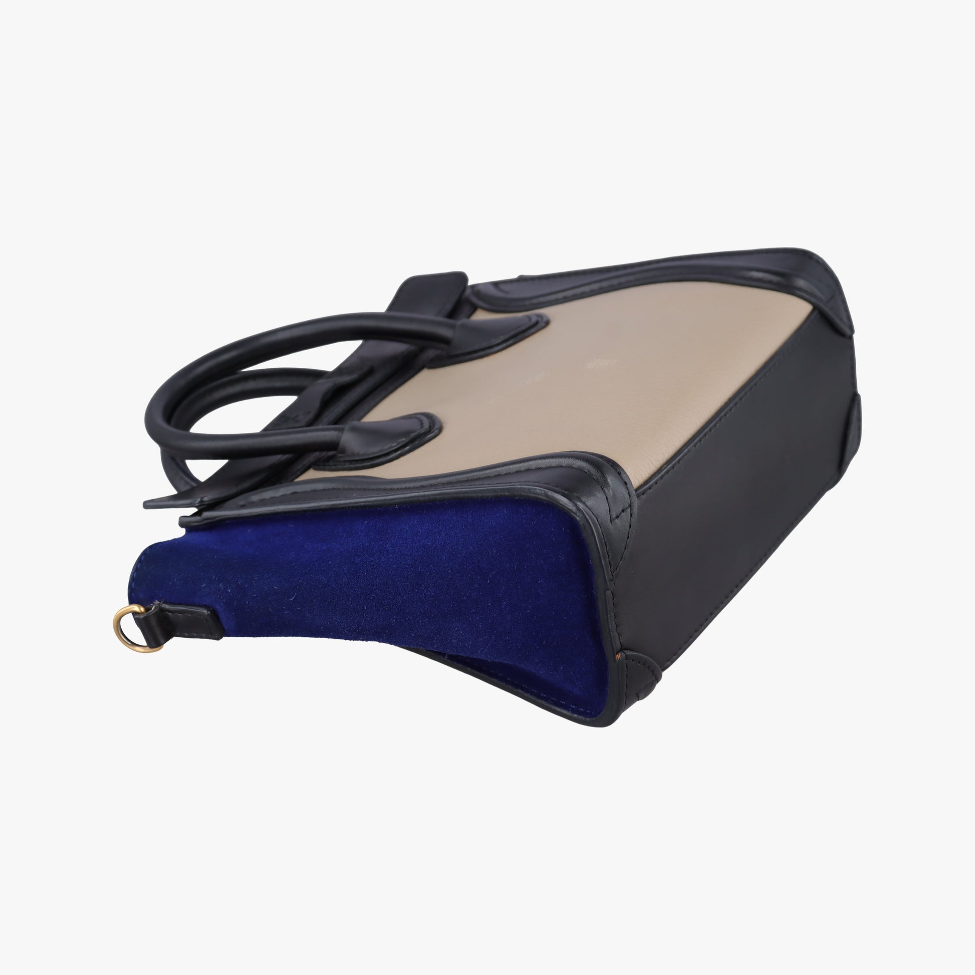 Luggage Mini Shopper Beige×black×blue Suede × leather S-AT-1103 S-MM-1103ラゲージミニショッパー ベージュ×ブラック×ブルー スエード×レザー S-AT-1103 S-MM-1103