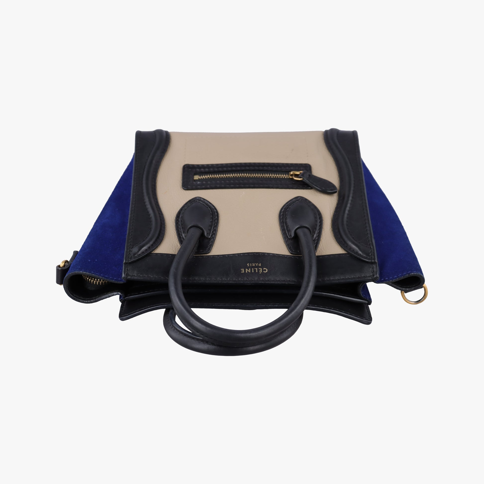 Luggage Mini Shopper Beige×black×blue Suede × leather S-AT-1103 S-MM-1103ラゲージミニショッパー ベージュ×ブラック×ブルー スエード×レザー S-AT-1103 S-MM-1103