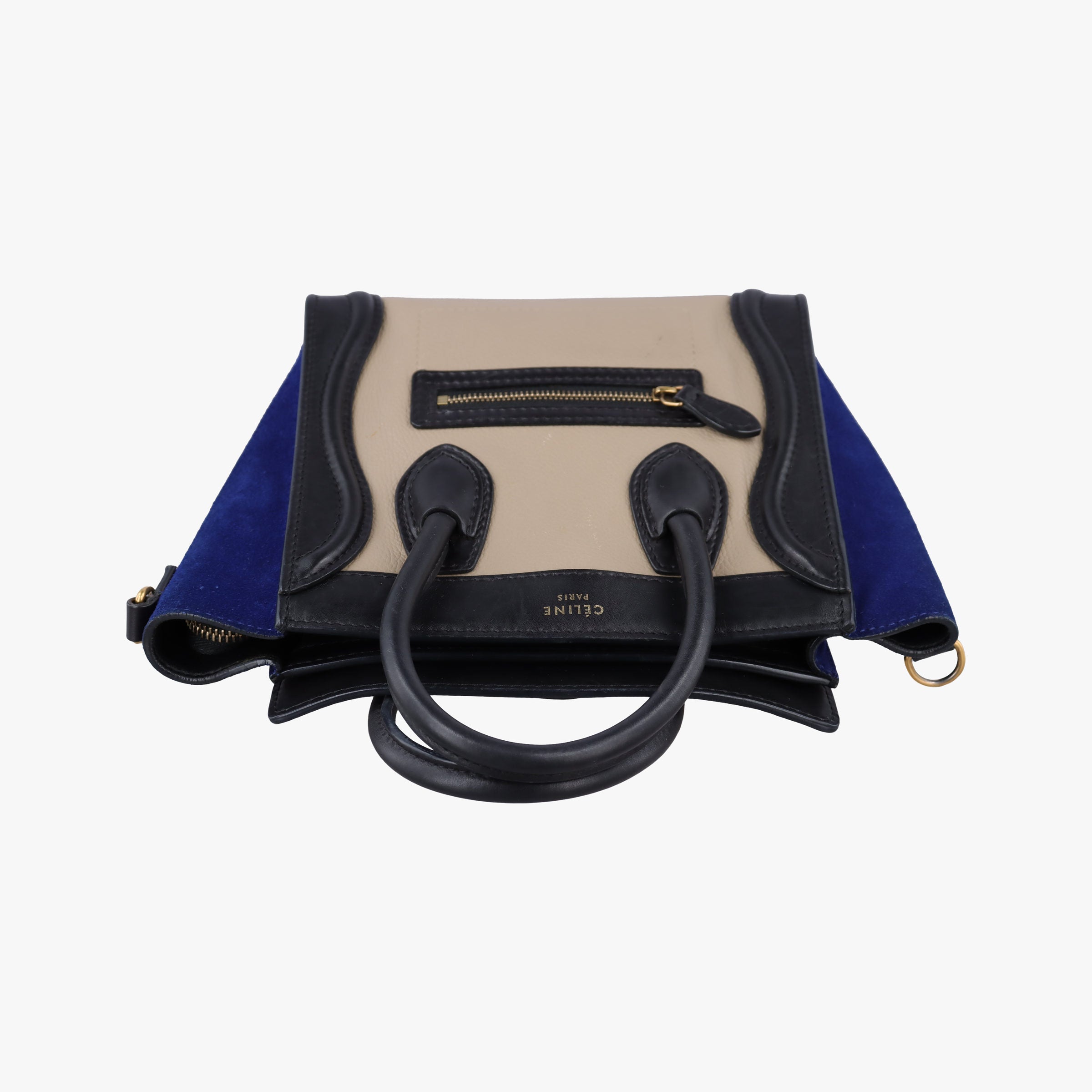 Luggage Mini Shopper Beige×black×blue Suede × leather S-AT-1103 S-MM-1103ラゲージミニショッパー ベージュ×ブラック×ブルー スエード×レザー S-AT-1103 S-MM-1103