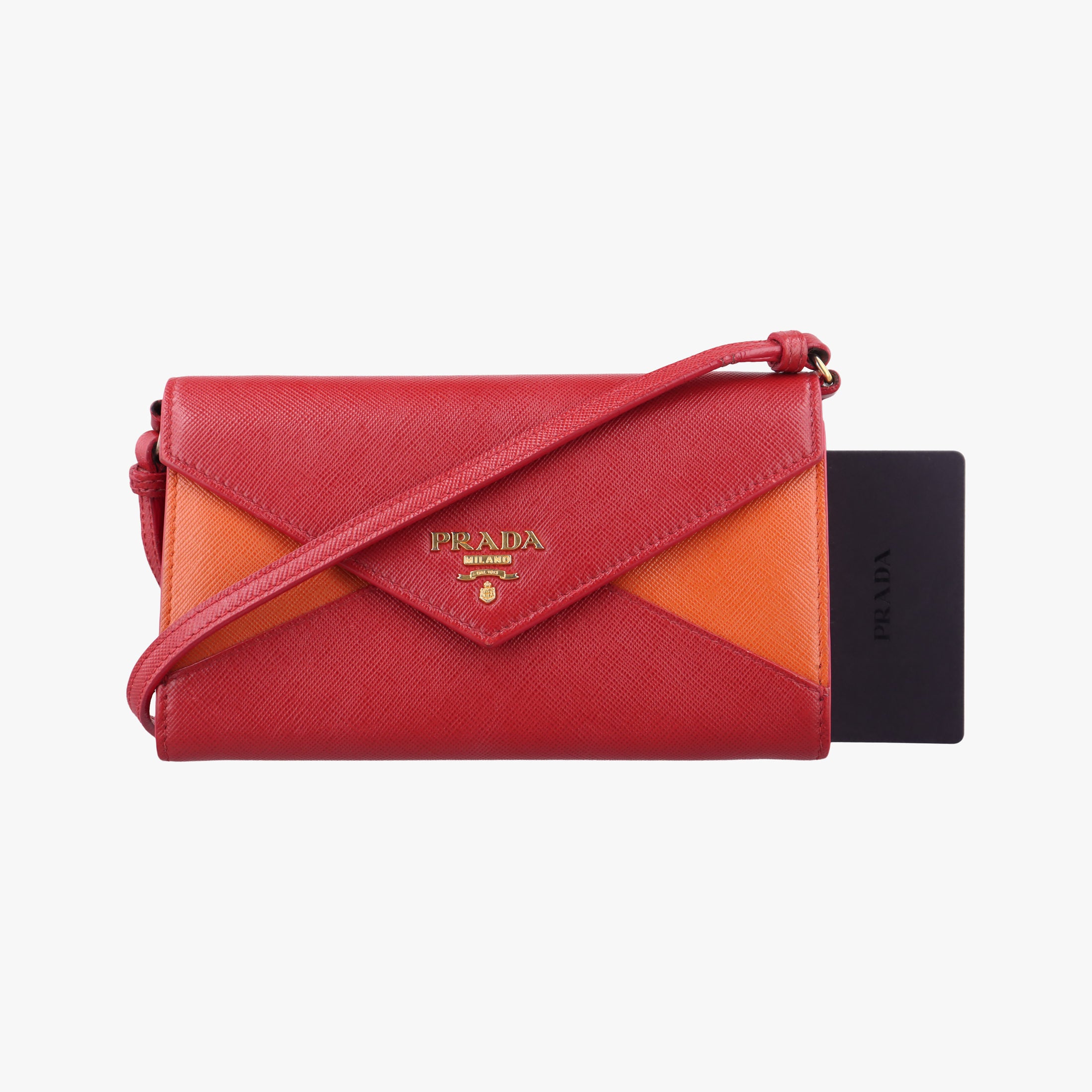 Envelope Red x Orange Saffiano Leather 178エンベロープ レッド x オレンジ サフィアーノレザー 178