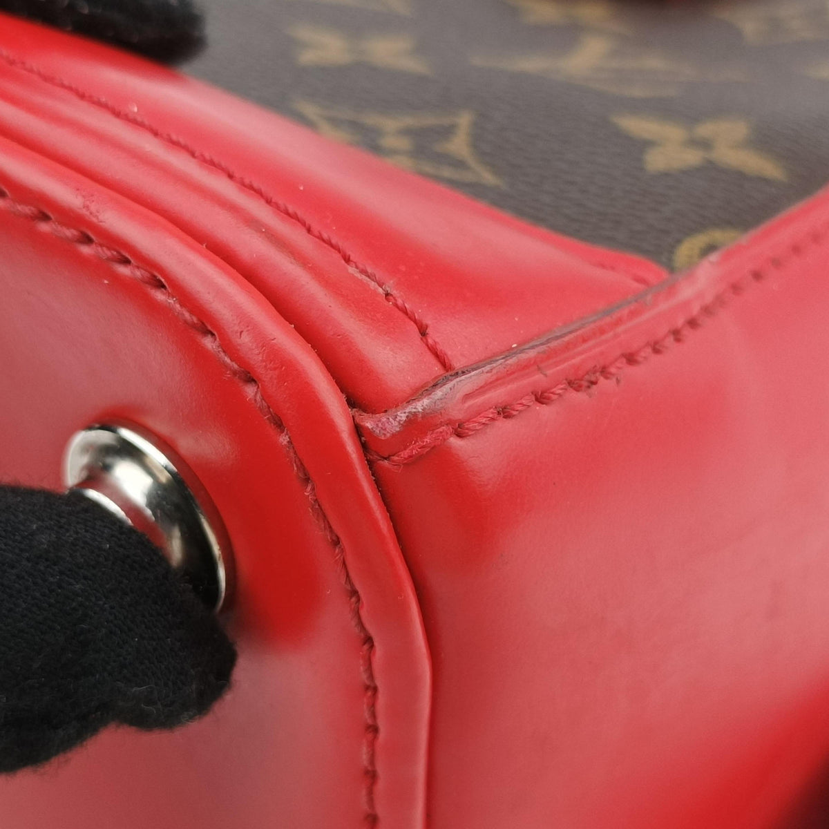 Pre-owned Louis Vuitton Dora PM brown×COQUELICOT Monogram canvas×calf leather M40274 handbag | stylenewstar