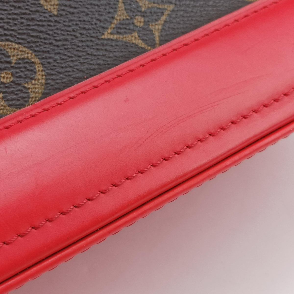 Pre-owned Louis Vuitton Dora PM brown×COQUELICOT Monogram canvas×calf leather M40274 handbag | stylenewstar