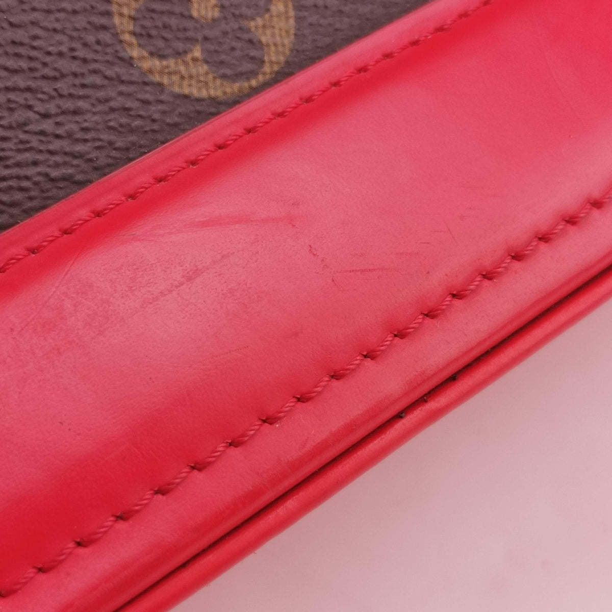 Pre-owned Louis Vuitton Dora PM brown×COQUELICOT Monogram canvas×calf leather M40274 handbag | stylenewstar