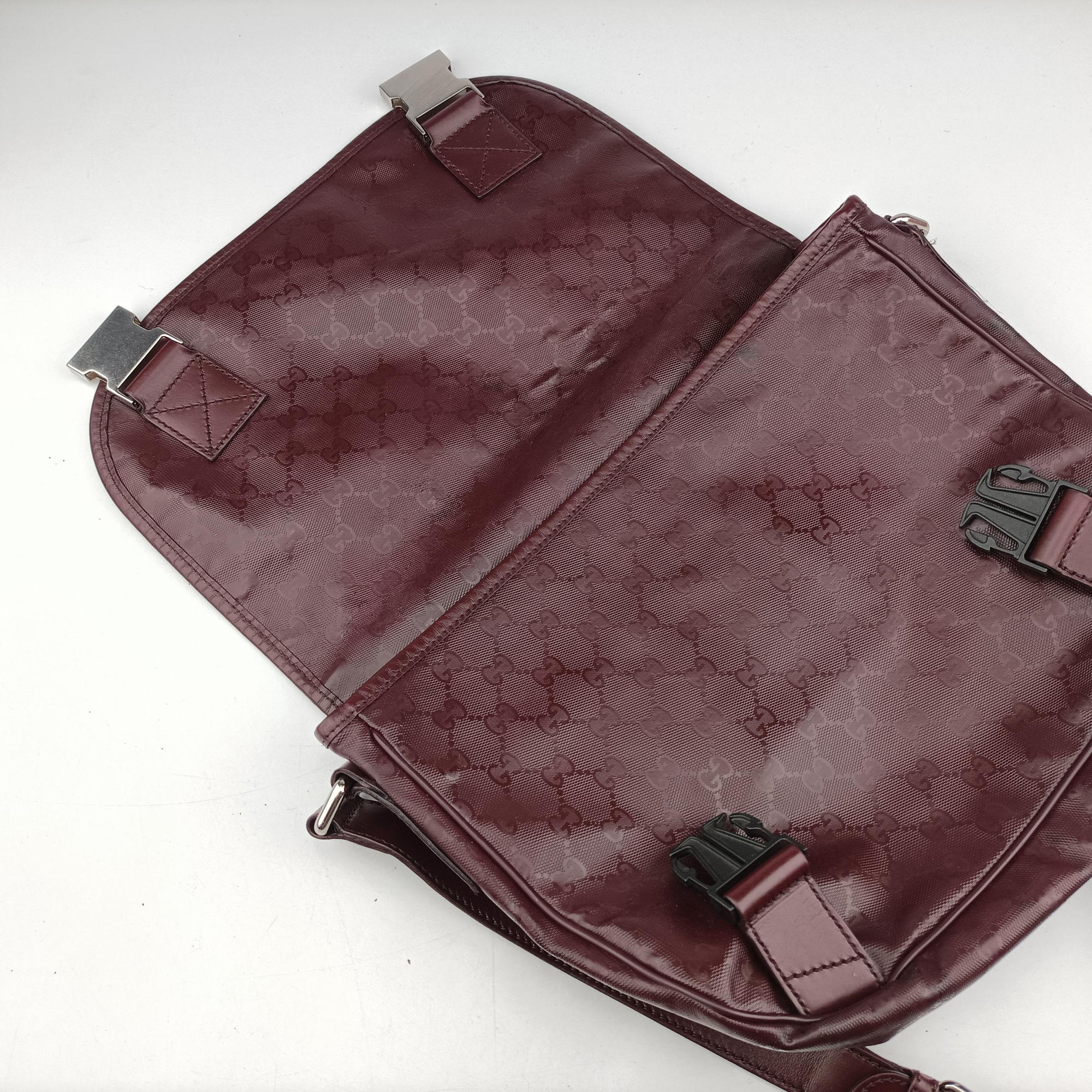 GG Plus Messenger Burgundy PVC coated canvas 201732 C7030608GGプラス メッセンジャー ワインレッド PVCコーティングキャンバス 201732 C7030608