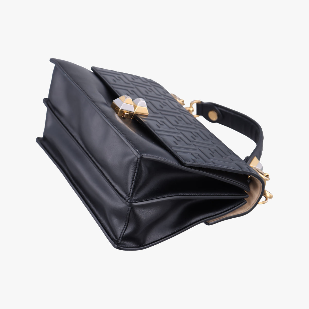 Pre-owned Fendi Kan I Black Leather 8BT283 shoulderbag | stylenewstar