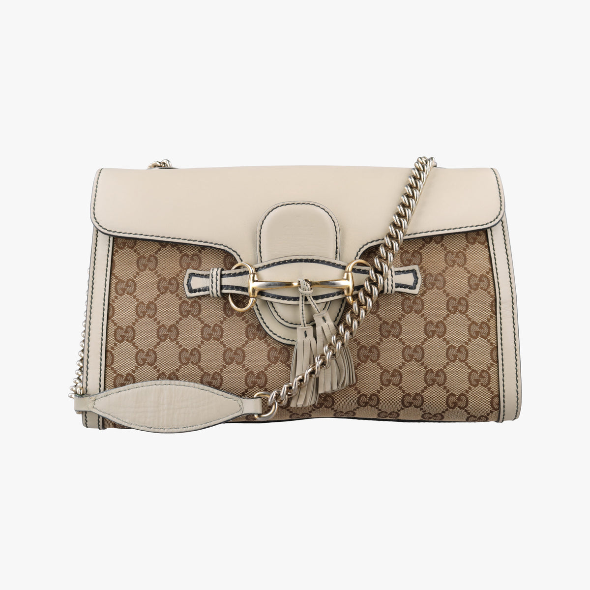 Secondhand Gucci Emily White×brown Leather×canvas 295402 shoulderbag | stylenewstar