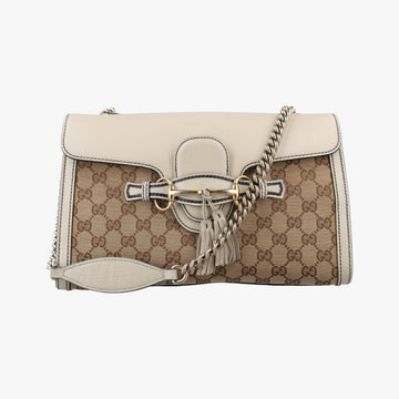 Secondhand Gucci Emily White×brown Leather×canvas 295402 shoulderbag | stylenewstar