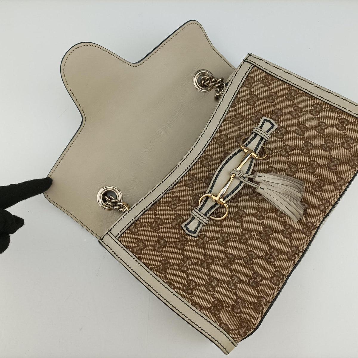 Secondhand Gucci Emily White×brown Leather×canvas 295402 shoulderbag | stylenewstar