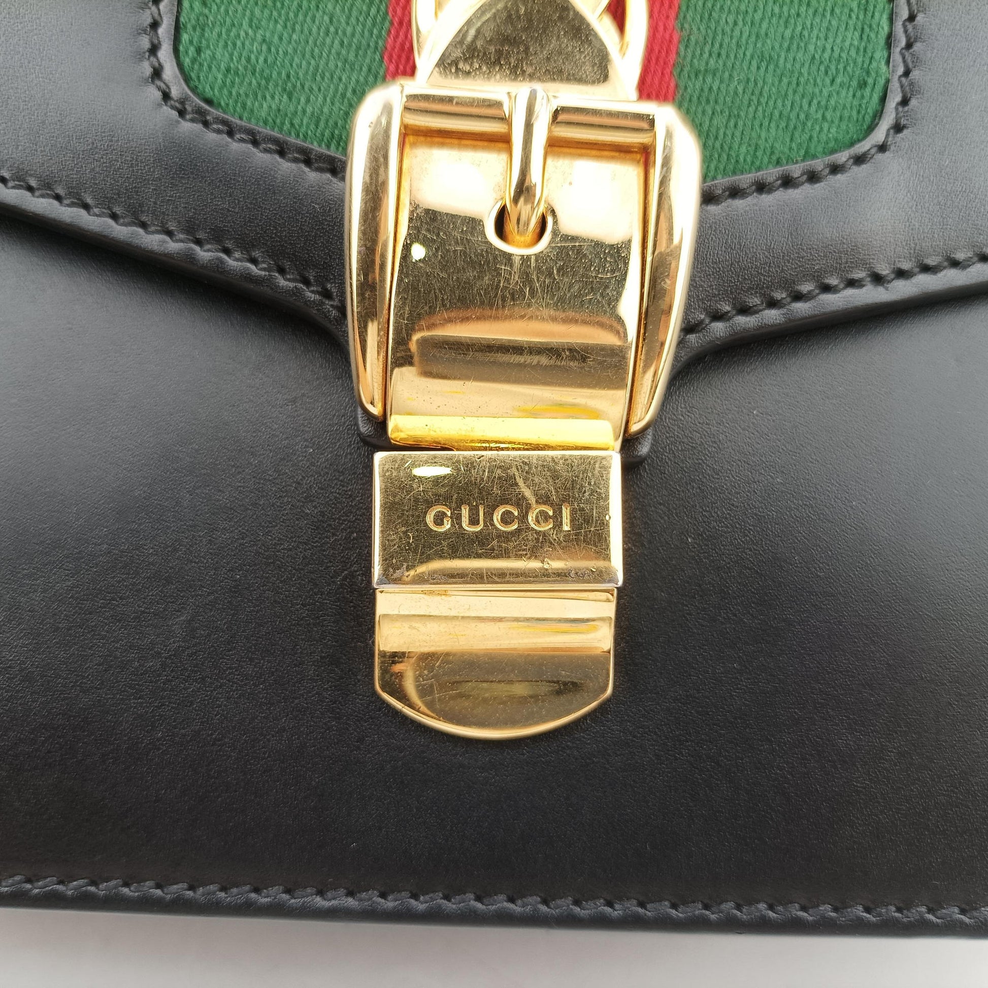Sylvie Black×green×red Leather 421882 E019985293シルヴィ ブラック×グリーン×レッド レザー 421882 E019985293