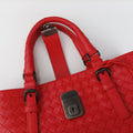Pre-owned Bottega Veneta Roma Intrecciato Red lambskin  shoulderbag | stylenewstar
