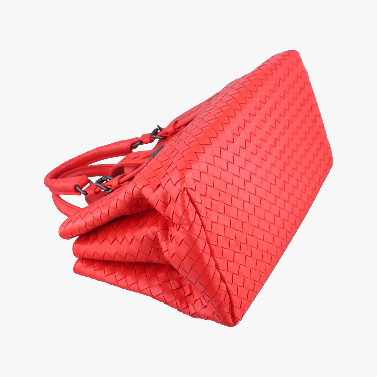 Pre-owned Bottega Veneta Roma Intrecciato Red lambskin  shoulderbag | stylenewstar