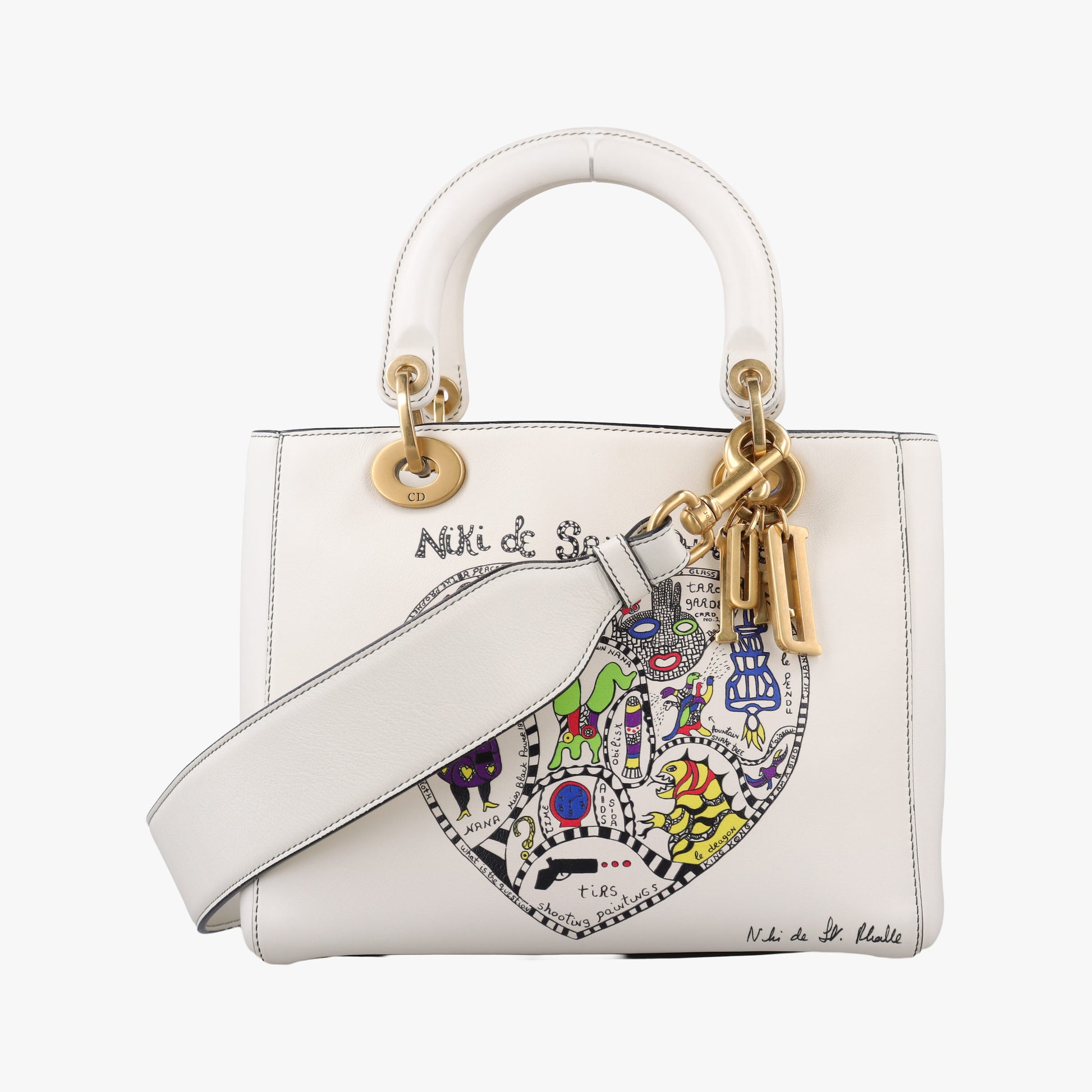 Niki de Saint Phalle Lady Dior White×Multicolour Leather 01-BO-0118ニキ ドゥ サンファル レディ ディオール ホワイト×マルチカラー レザー 01-BO-0118