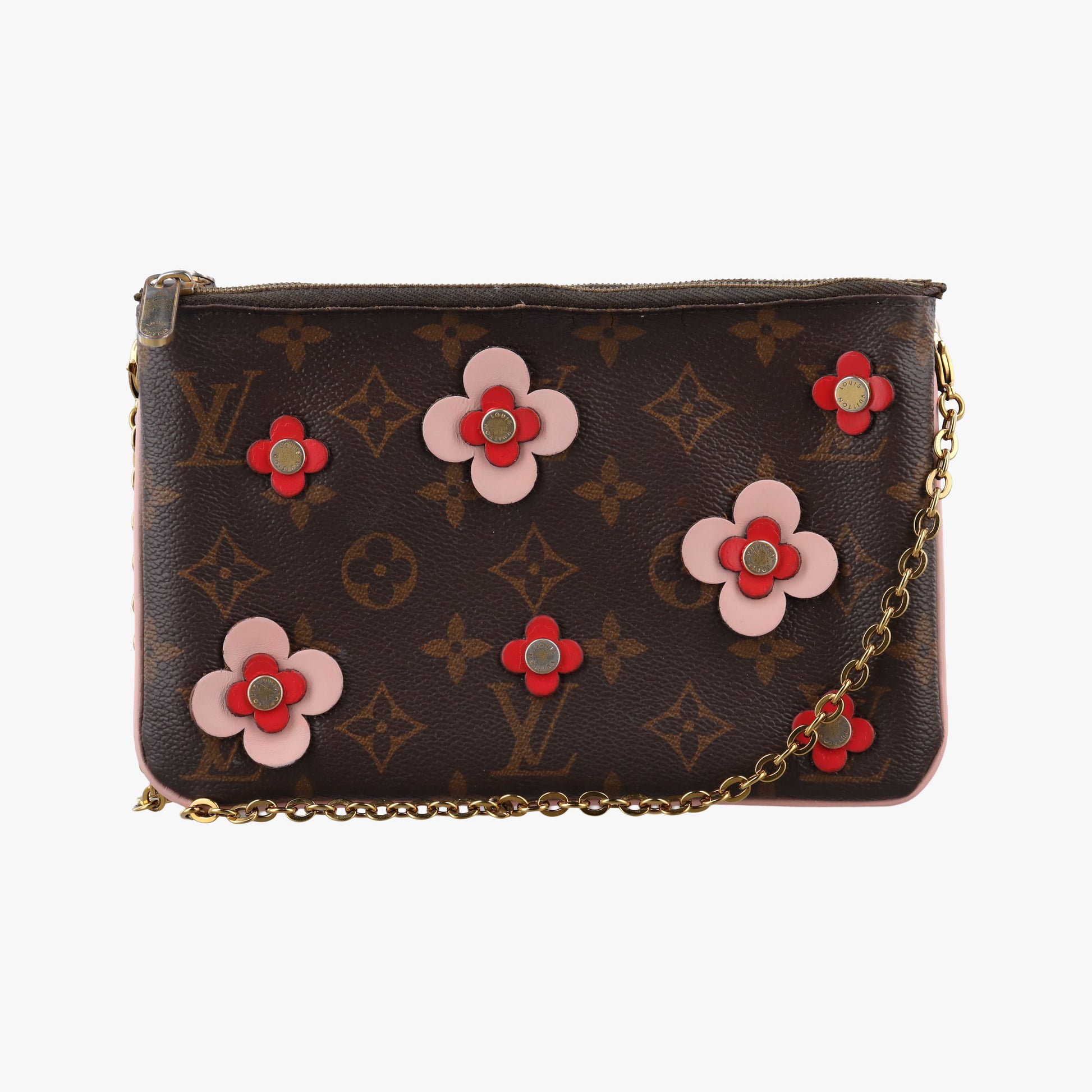 Pochette Double Zip Blooming Flowers brown×multicolor Monogram Canvas×calf leather M63905 GI0199ポシェット ドゥーブルジップ ブルーミングフラワー モノグラム/ブラウン×マルチカラー モノグラムキャンバス×カーフレザー M63905 GI0199
