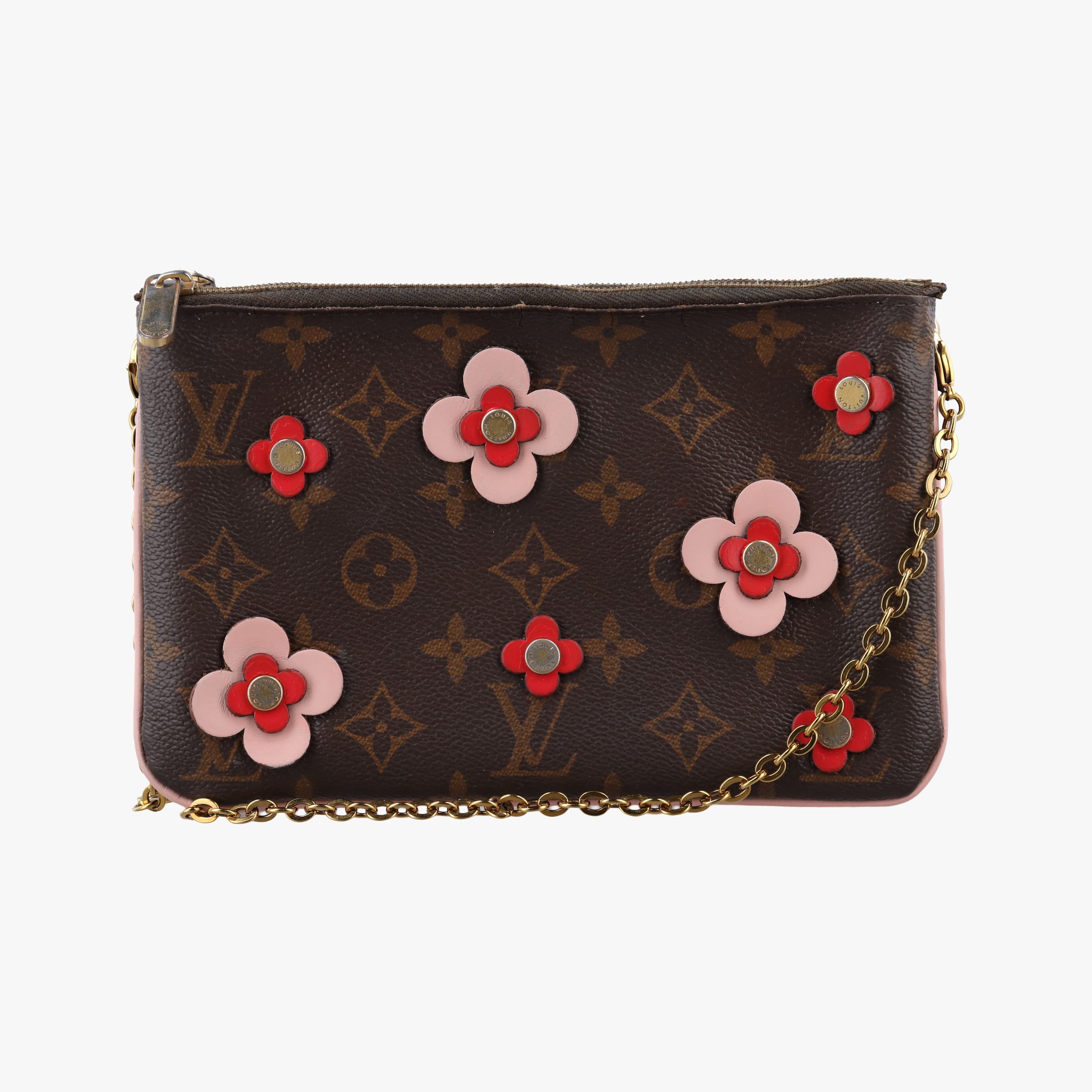 Pochette Double Zip Blooming Flowers brown×multicolor Monogram Canvas×calf leather M63905 GI0199ポシェット ドゥーブルジップ ブルーミングフラワー モノグラム/ブラウン×マルチカラー モノグラムキャンバス×カーフレザー M63905 GI0199