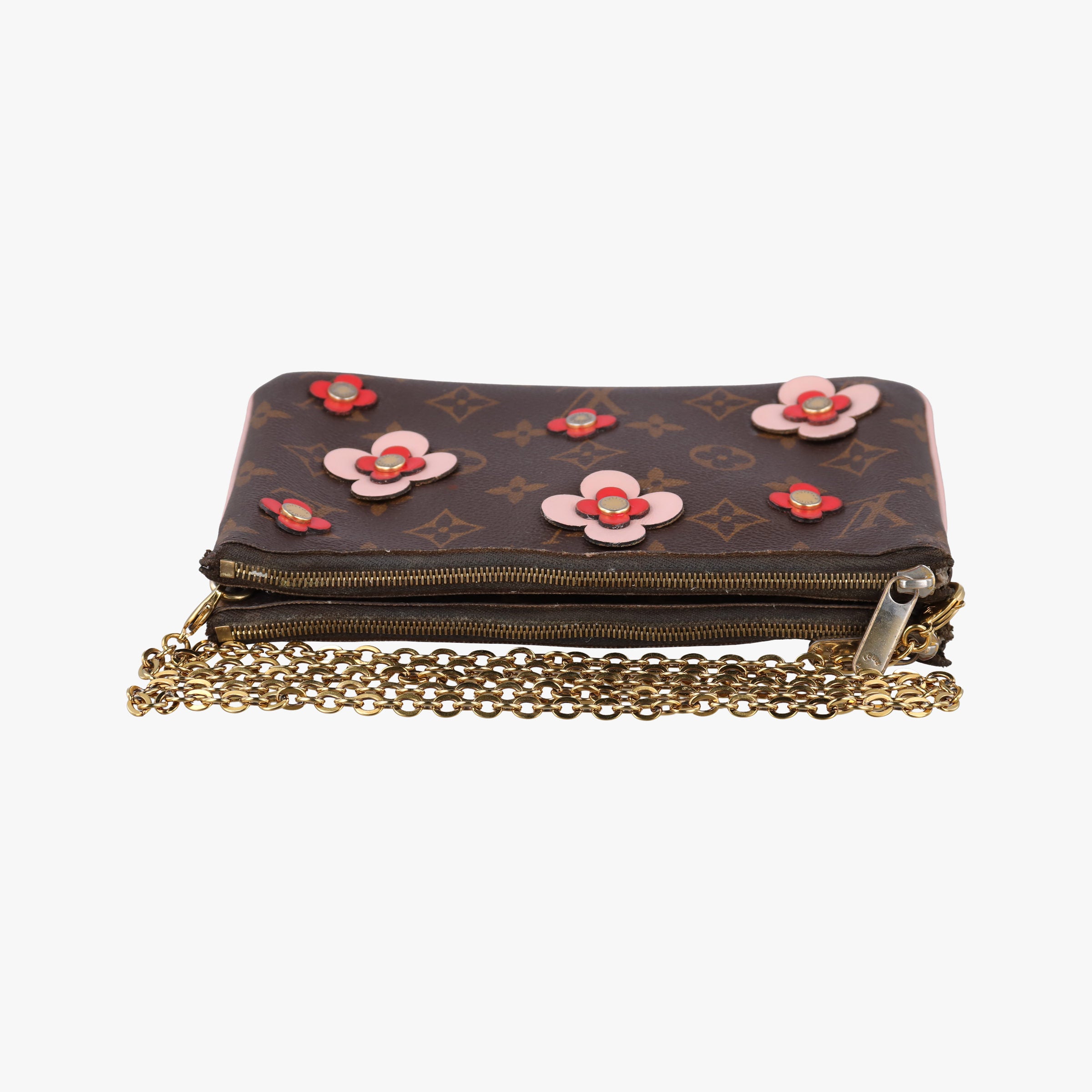 Pochette Double Zip Blooming Flowers brown×multicolor Monogram Canvas×calf leather M63905 GI0199ポシェット ドゥーブルジップ ブルーミングフラワー モノグラム/ブラウン×マルチカラー モノグラムキャンバス×カーフレザー M63905 GI0199