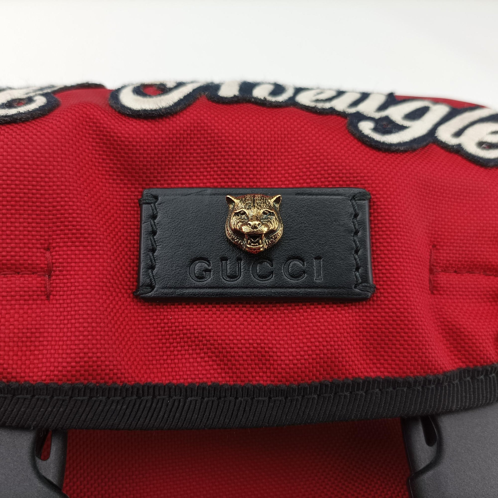 Techno Vintage Web L'Aveugle Par Amour Embroidered Red canvas 478327 A02199779テクノ ヴィンテージ ウェブ ラヴーグル パル アムール 刺繍 レッド キャンバス 478327 A02199779